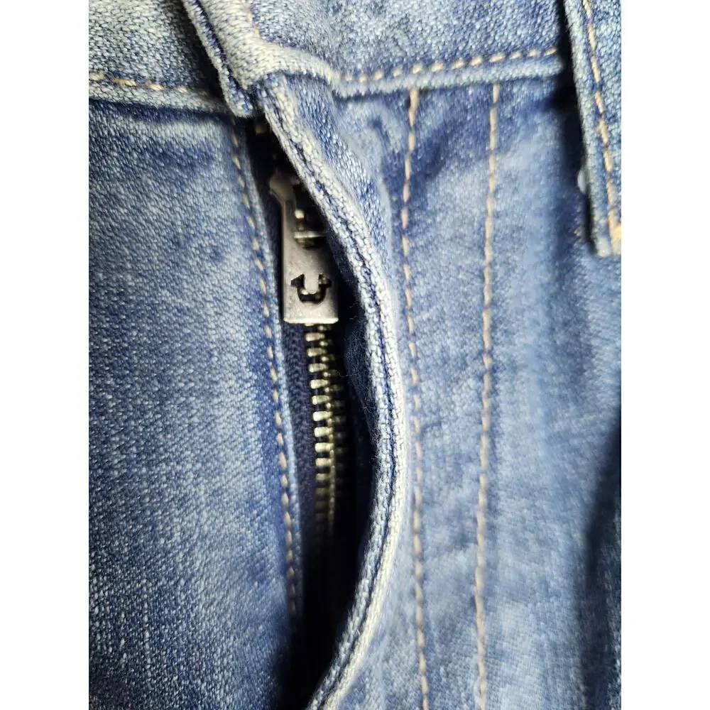 True Religion Mens Ricky Relaxed Straight Flap Jeans sz 32×33 factory distressed